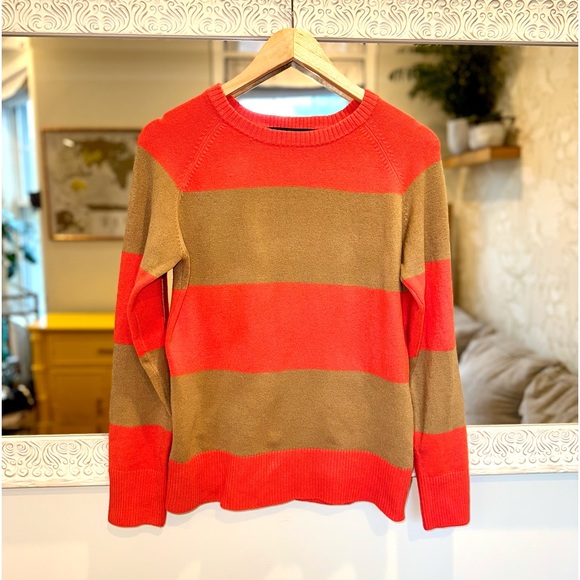 French Connection Sweater - Bright Orange & Tan - M - Picture 9 of 13